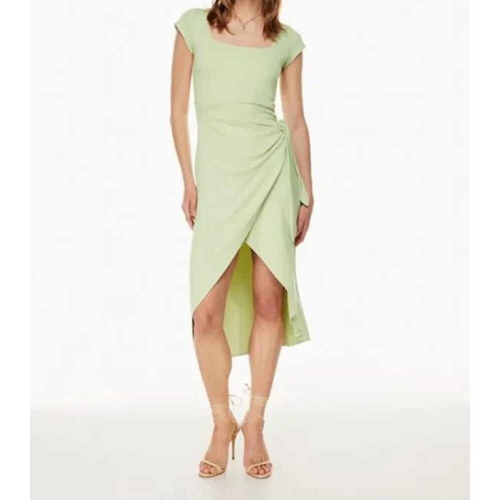 New Womens Wilfred Aritzia Saturn Short Sleeve Midi Dress Light Green 2XS XXS
